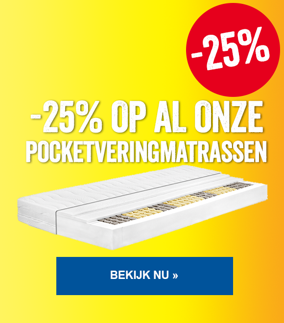 Korting op pocketverenmatrassen -25% korting