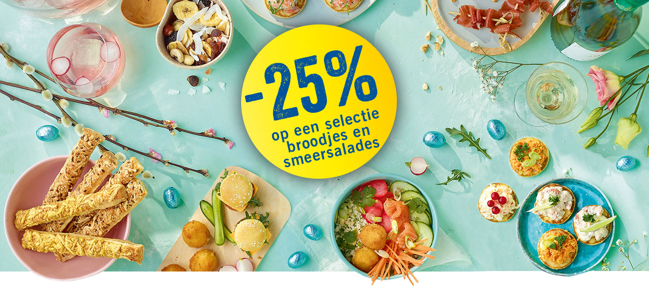 -25% op een selectie broodjes en smeersalades