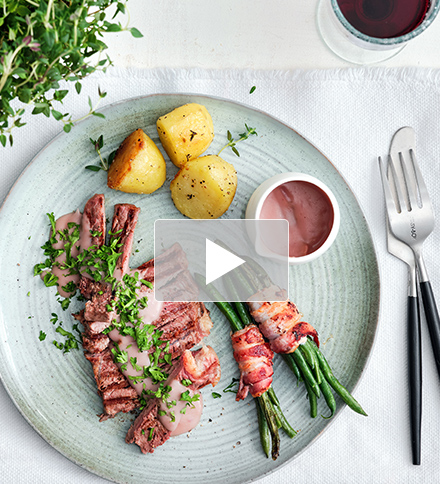 Entrecote bordelaise met boontjes en tijmpatatjes 