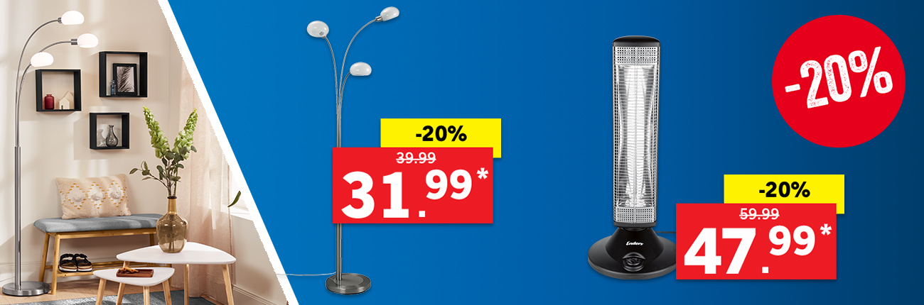 20% korting op meubelen en verlichting 