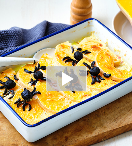 Halloween gratin met spekjes 