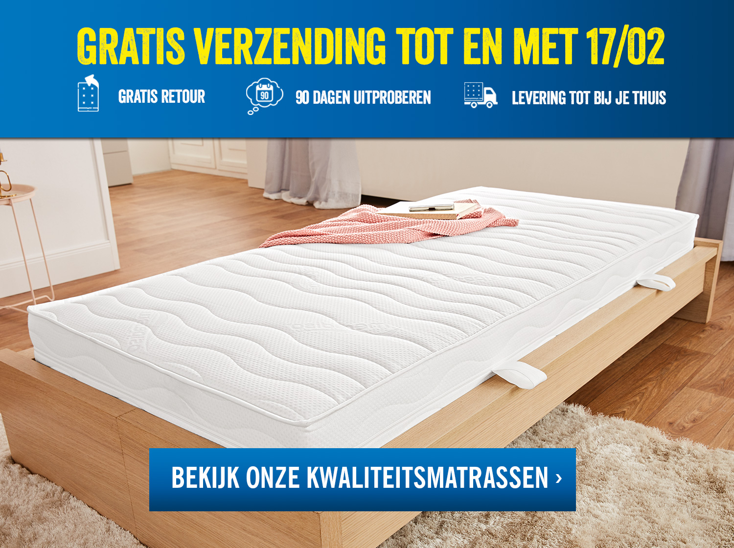 Bestel dit weekend een matras, lattenbodem of beddengoed zonder verzendkosten