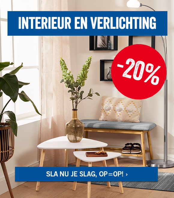 20% korting op meubelen en verlichting