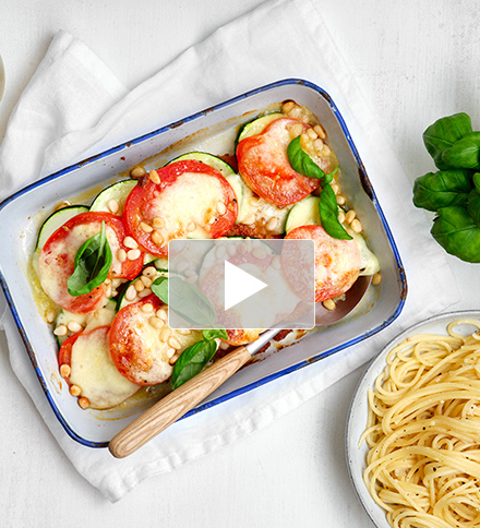 Schnitzel caprese met spaghetti