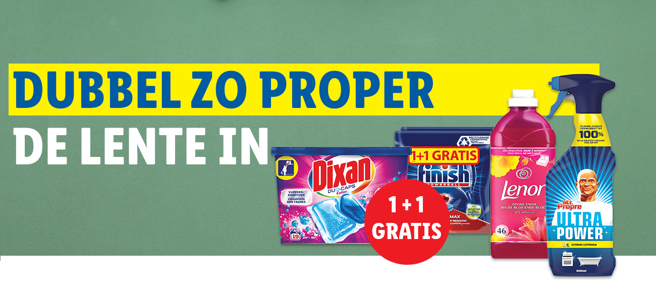 1+1 gratis op schoonmaakproducten 