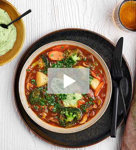 No waste stoofpotje met broccolipesto