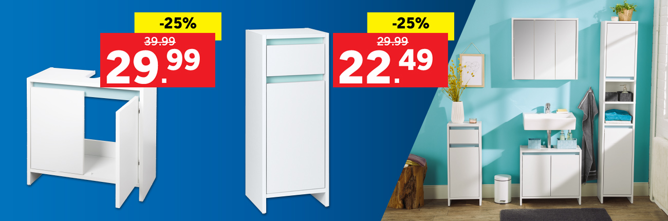25% op alle badkamermeubelen