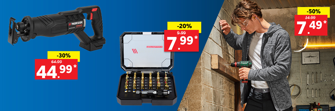 Kortingen tot -50% op het Parkside Performance DIY-gamma 