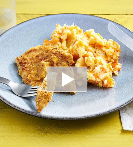 Homemade Wiener schnitzel met wortelstoemp