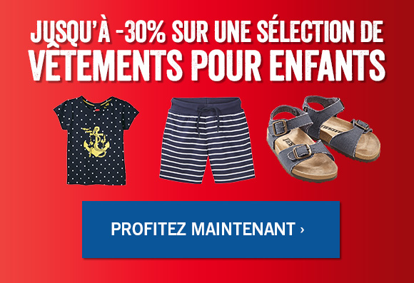 -30% sur des vetements pour enfants